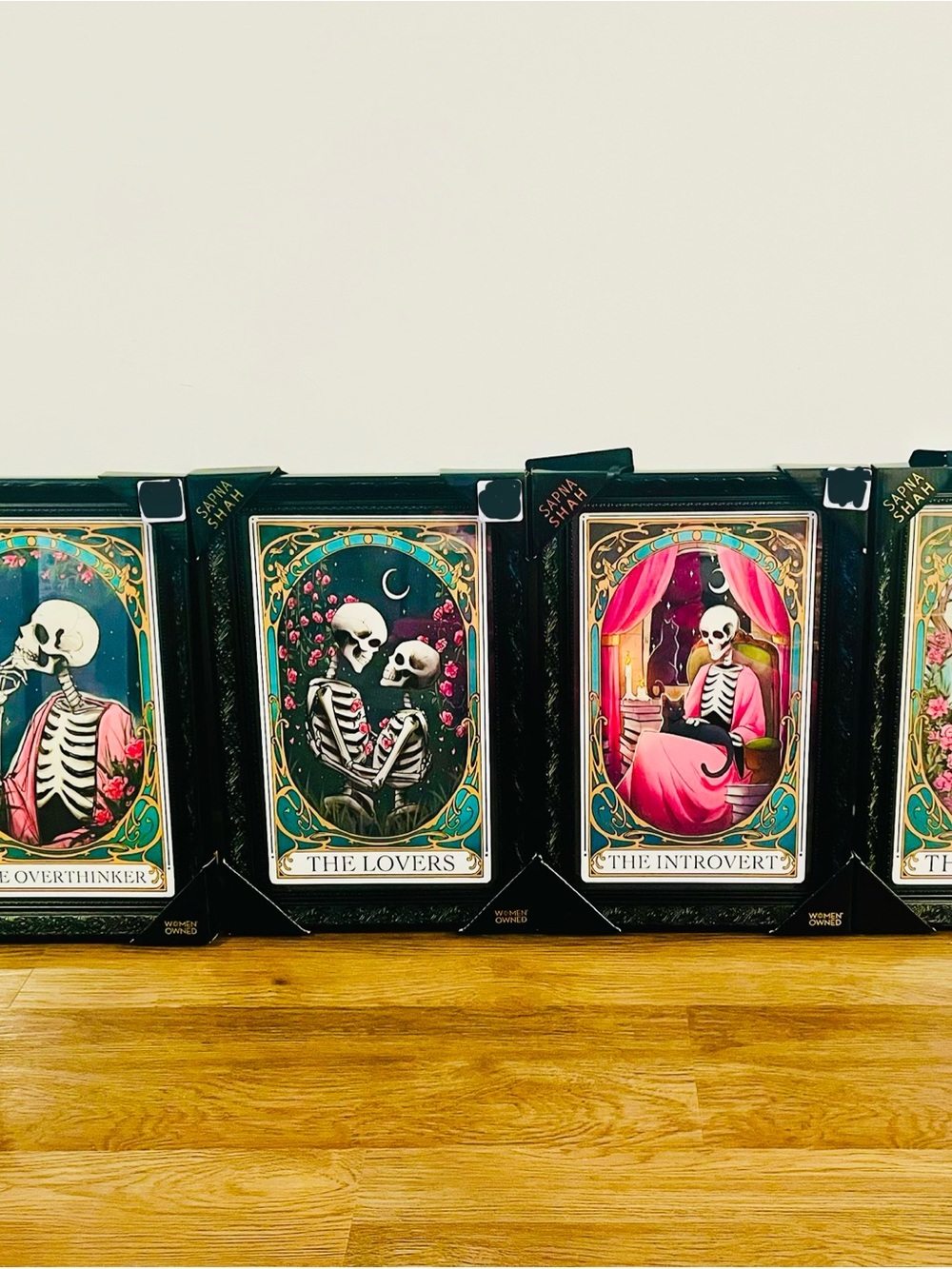 New Viral Sapna Shah Skeleton Tarot Framed Wall Art Set of 4